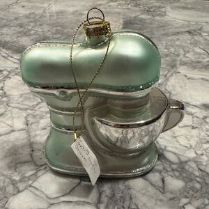 Elegant Silver and Green Kitchen Mixer Ornament